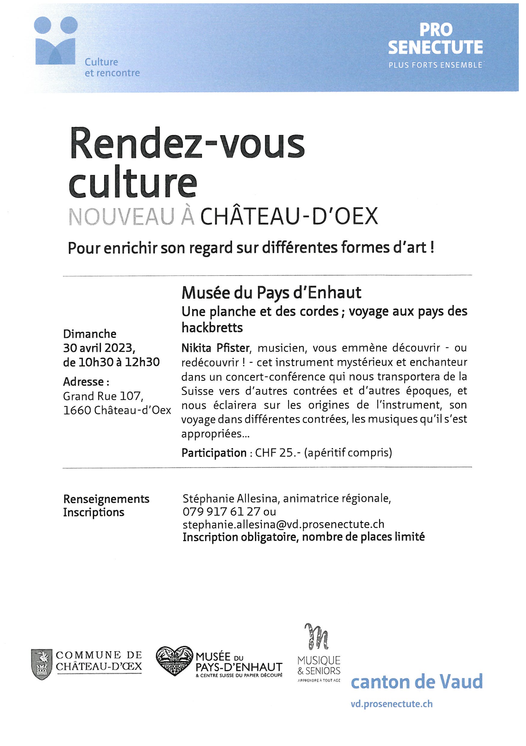 affiche Musée Pays d'Enhaut 30 avril 23